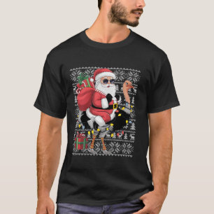 T-shirt Style Xmas laid Père Noël équitation Ostrich Bird
