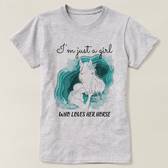 T-shirt Stylisé turquoise - Juste une fille qui aime son c (Design devant)