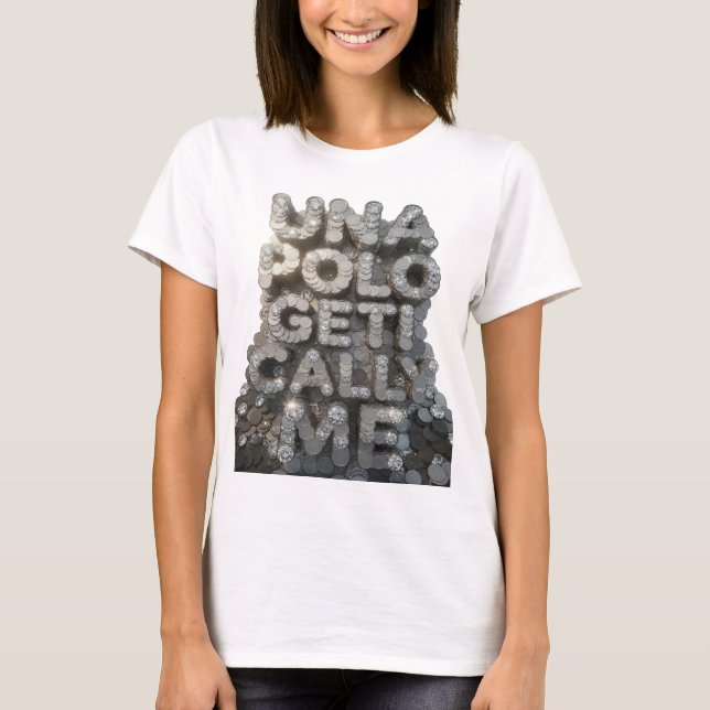 T-shirt Stylish Argent UNA POLO GETI CALLA ME (Devant)