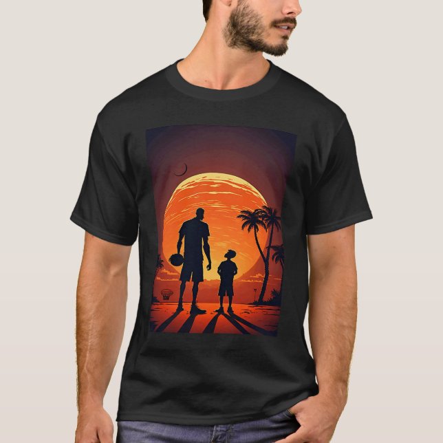 T-shirt Stylish Basketball Enthusiasts Father and Son Play (Devant)