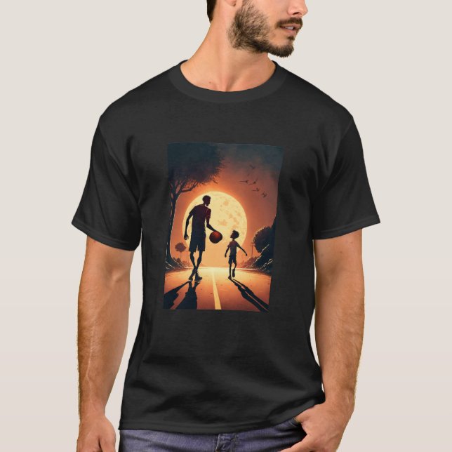 T-shirt Stylish Basketball Enthusiasts Father and Son Play (Devant)