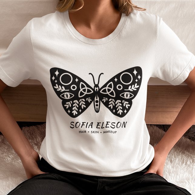 T-shirt Stylish Black Butterfly Brandé Salon Uniform (Créateur téléchargé)