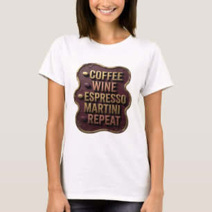 T-shirt Stylish Gold CAFE VIN ESPRESSO MARTINI REPEA v2