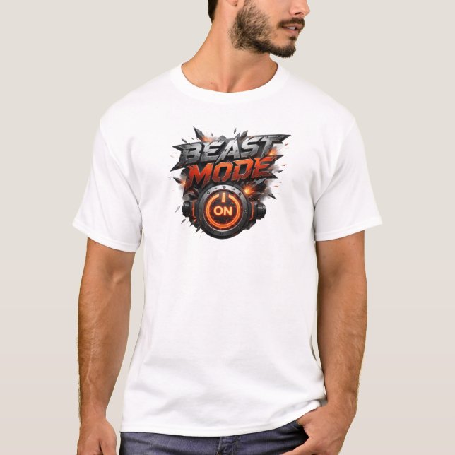 T-shirt Stylish Orange BEAST MODE ON Designer Graphique (Devant)