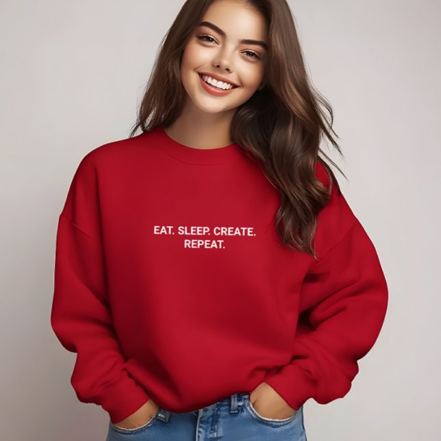 T-shirt Stylish Red Eat Sleep Créer Slogan Répéter (Stylish Red Eat Sleep Create Repeat Slogan T-Shirt)