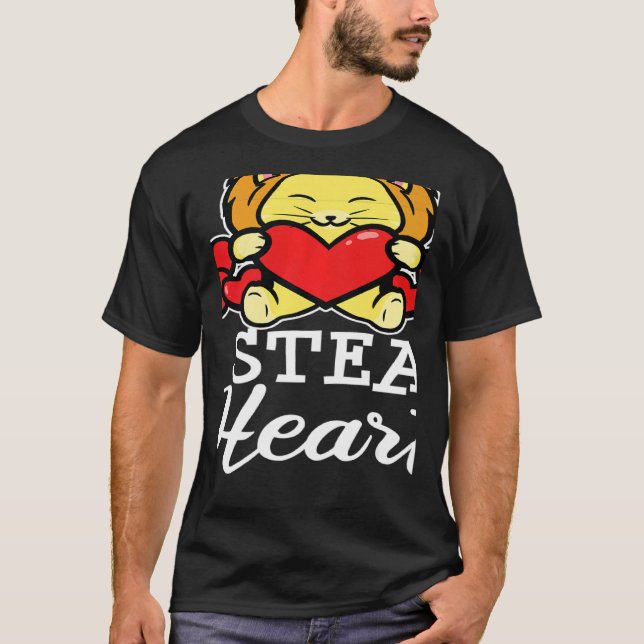 T-shirt Stylish Statement Lion Heart Valentine's Day Love  (Devant)