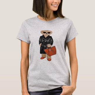 T-shirt Stylish Teddy Bear Chic Trench Coat Bear Graphic