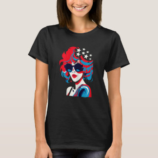 T-shirt Stylish Women Tee 4th July American Flag Independe