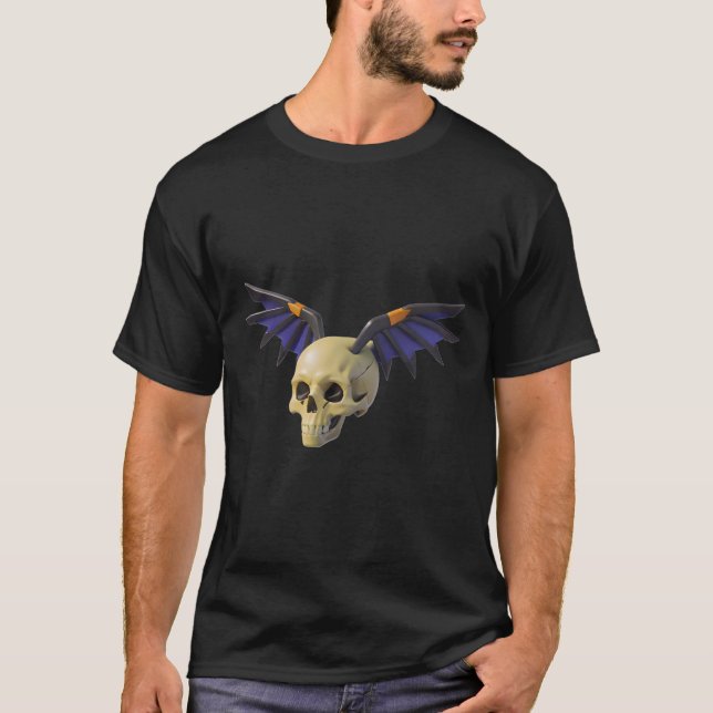 T-shirt Stylized Skull with Angular Colorful Wings (Devant)