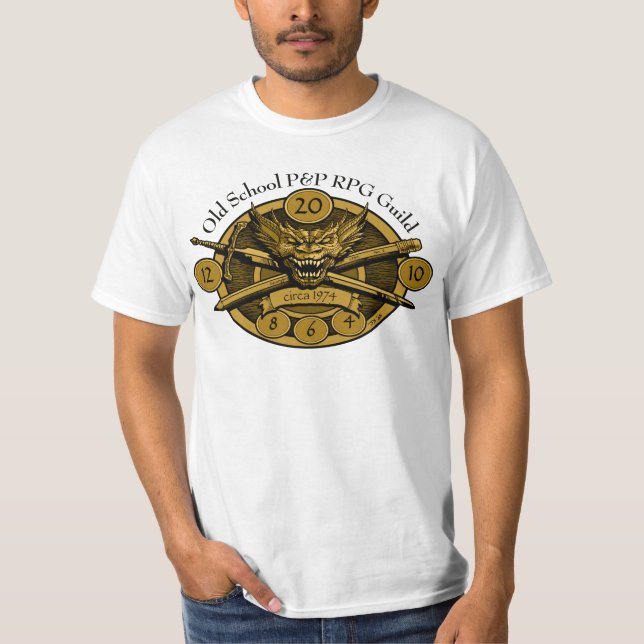 T-shirt Stylo de vieille école et guilde de papier de RPG (Devant)