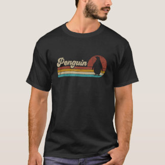 T-shirt Stylo drôle rétro vintage pingouin pour hommes fem