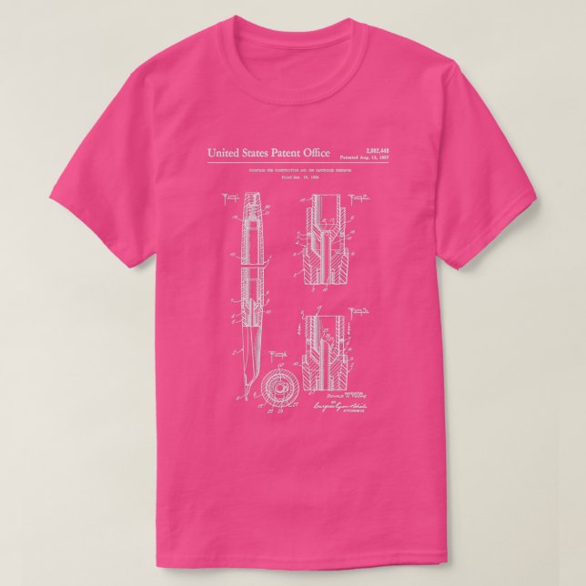 T-shirt Stylo Fontaine 1884 Brevet Imprimer Pe Fontaine Vi (Design devant)