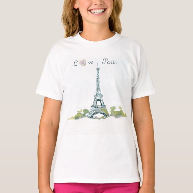 T-shirt Stylo Tour Eiffel et croquis d'encre | Love Paris (Devant)