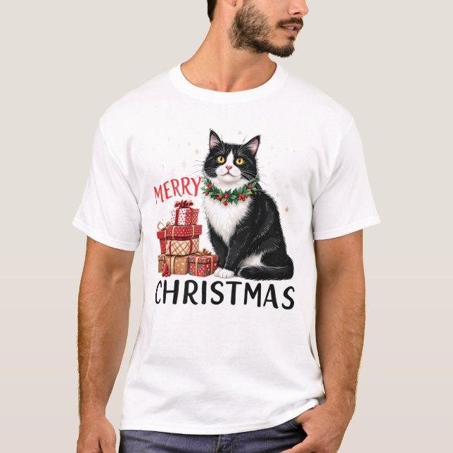 T-shirt Sublimation de chat de Noël amusante (Devant)