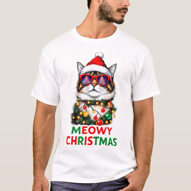 T-shirt Sublimation de chat de Noël amusante (Devant)