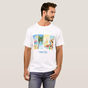 T-Shirt Sublimation Vibe Été Scène de Plage Rétr