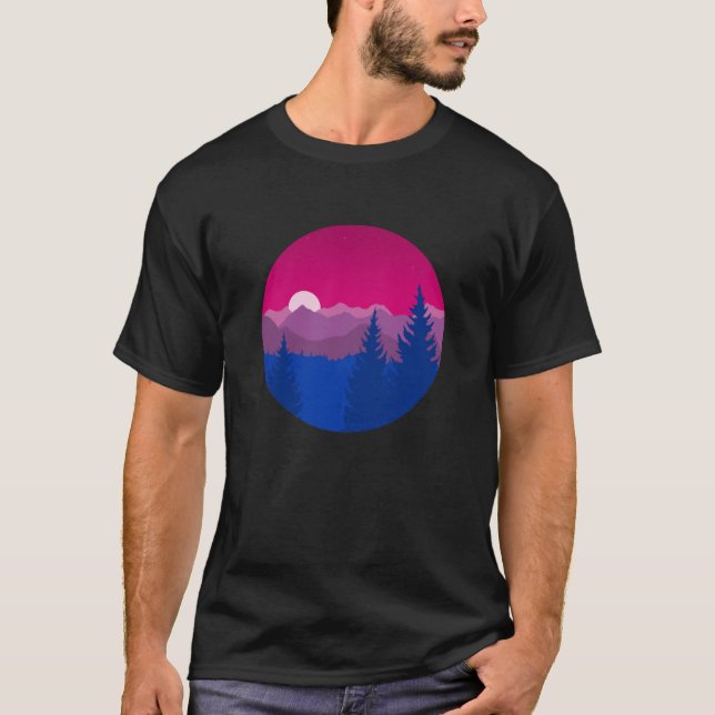 T-shirt Subtle Biseual Pride Flag Mountainscape vintage (Devant)
