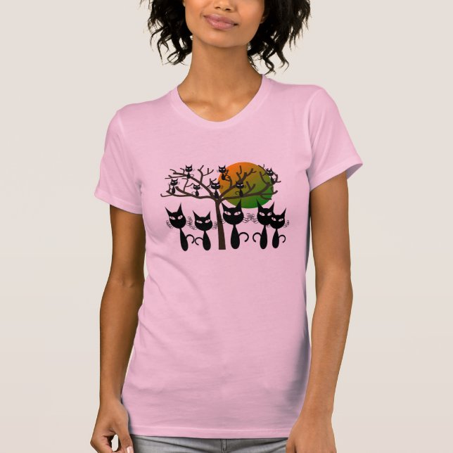 T-shirt Succéder de chats noirs (Devant)