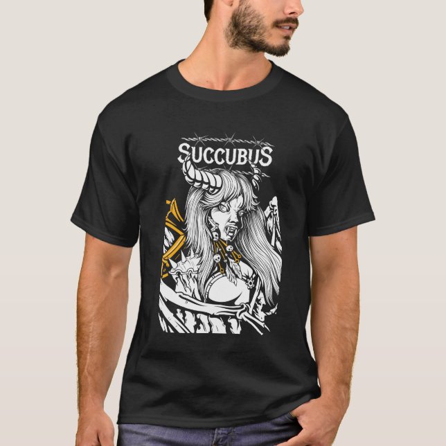 T-shirt Succubus Art moderne coloré noir (Devant)