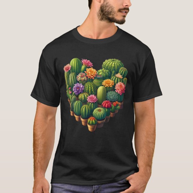 T-shirt Succulent Cactus Coeur Gardener Plante Amoureux de (Devant)