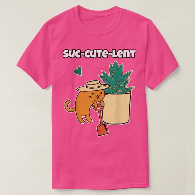 T-shirt Succulent et mignon Cartoon Chat Jardin Plante Pos (Design devant)