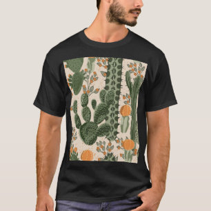 T-shirt Succulents verts, fleurs oranges, papier peint de