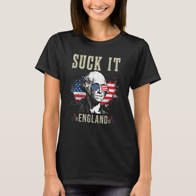T-shirt Suck It England 4 juillet George Washington (Devant)