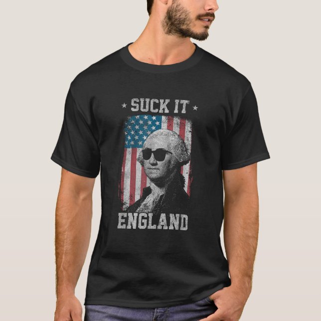 T-shirt Suck It England Drôle 4 juillet George Washingto (Devant)