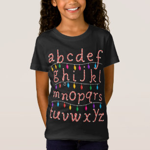 T-Shirt Sucre de canne Alphabet Lumières de Noël École de 