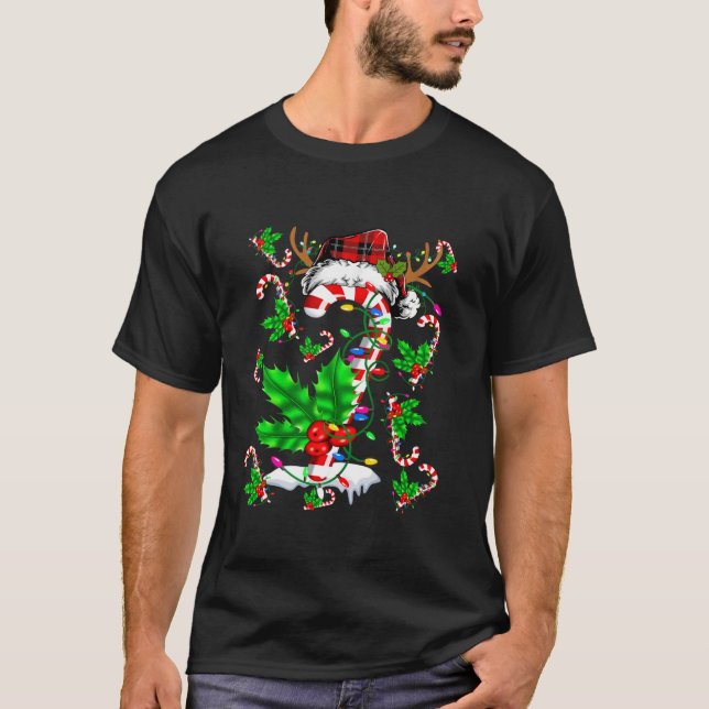 T-shirt Sucre de canne amusant Noël Paid Père Noël Reindee (Devant)