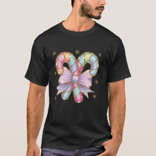 T-shirt Sucre de canne coloré Coquette Bow Cute Candy Love