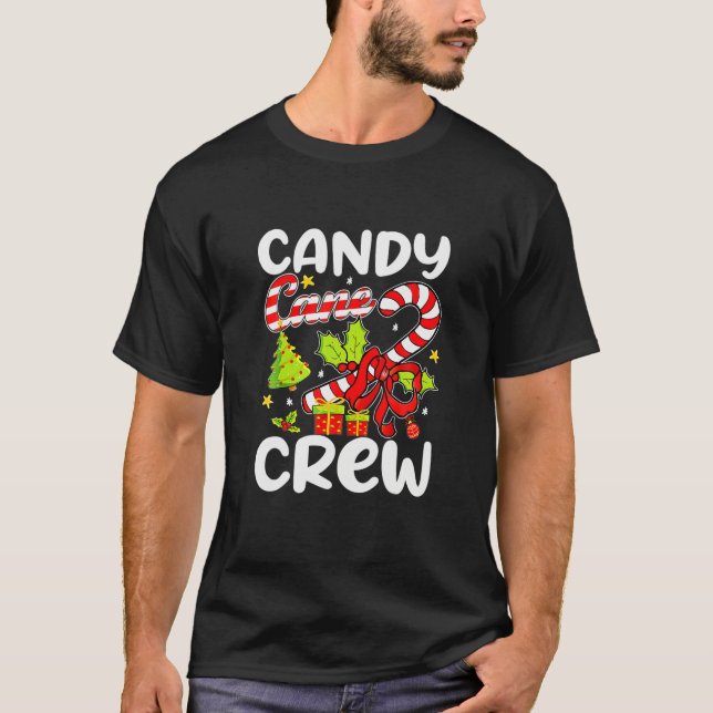 T-shirt Sucre de canne Crew Funny Christmas Candy Lover En (Devant)