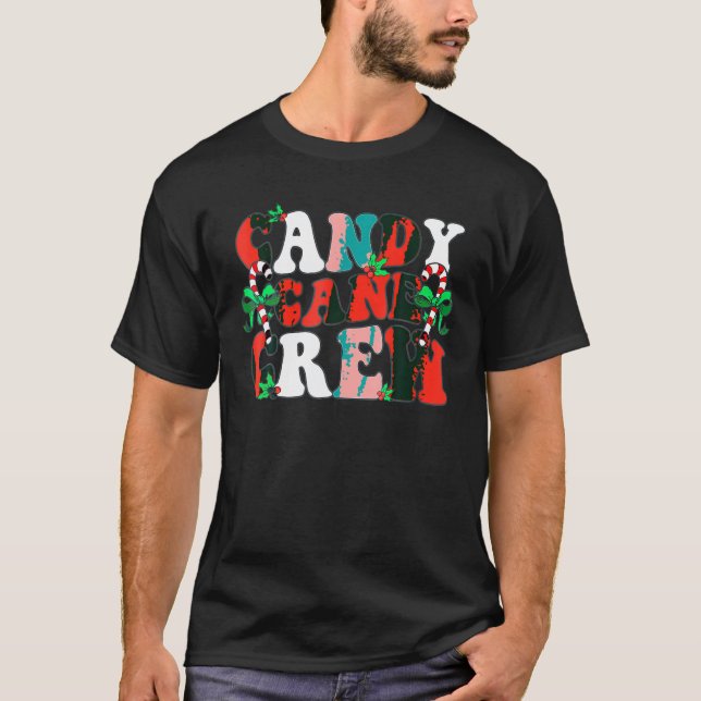 T-shirt Sucre de canne Crew Funny Noël Noël Candy Kids Bo (Devant)