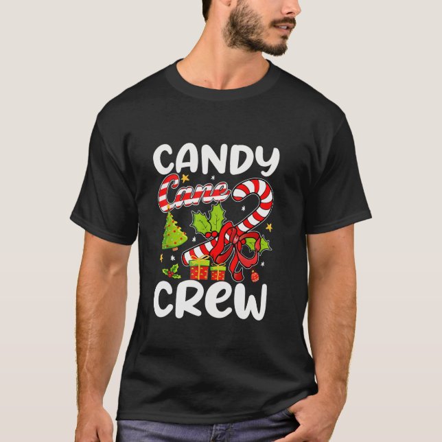 T-shirt Sucre de canne Crew Père Noël Noël bonbon Lover No (Devant)