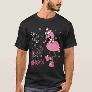 T-shirt Sucre de canne de Noël Cute Fa La MINGO Flamant ro