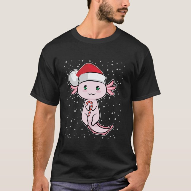 T-shirt Sucre de canne de Noël du mignon Axolotl Drôle Sal (Devant)