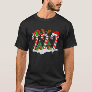 T-shirt Sucre de canne de Noël Père Noël USA Drapeau Noël