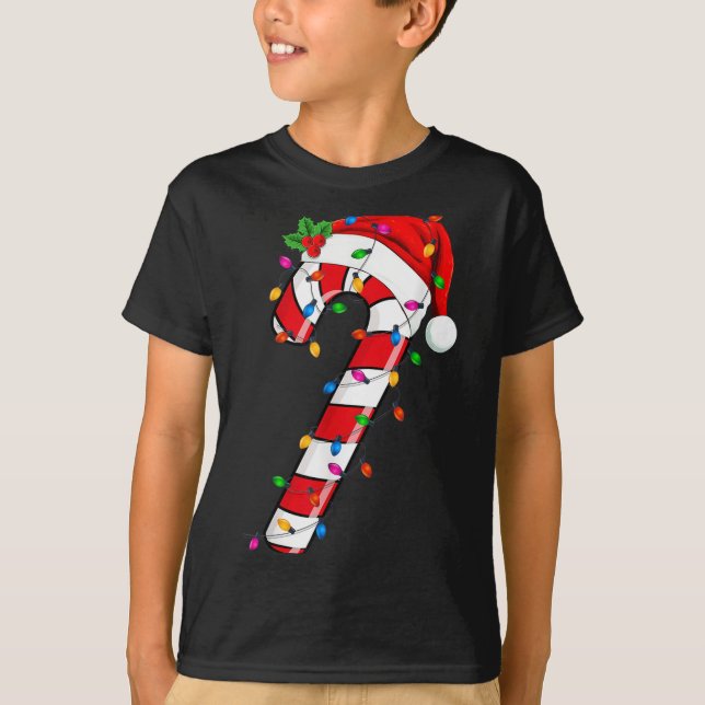 T-shirt Sucre de canne de Noël Père Noël Xmas Enfants Enfa (Devant)