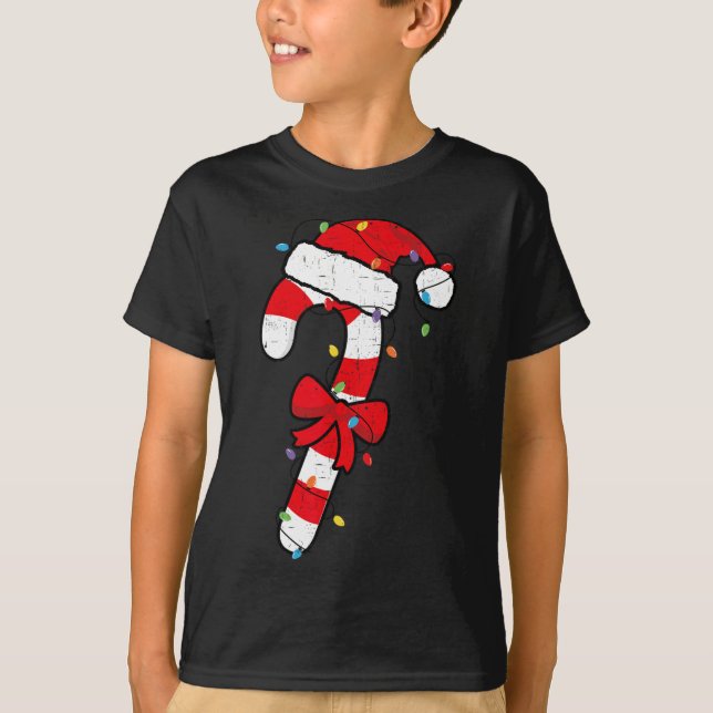 T-shirt Sucre de canne de Noël Père Noël Xmas Enfants Enfa (Devant)