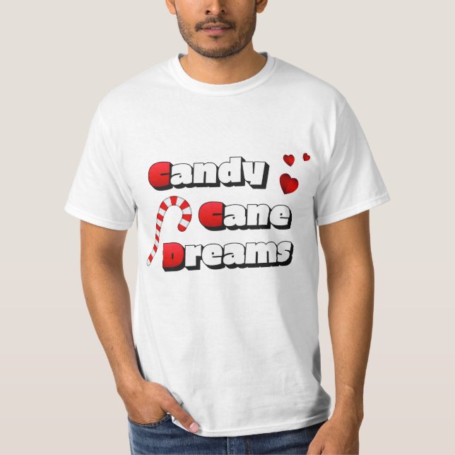 T-shirt Sucre de canne de Noël rêves (Devant)
