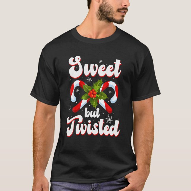 T-shirt Sucre de canne doux mais tordu drôle Noël (Devant)