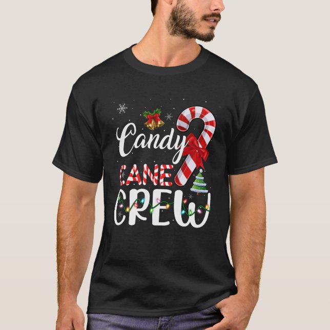 T-shirt Sucre de canne Éclairage de Noël Candy Funny Noël (Devant)