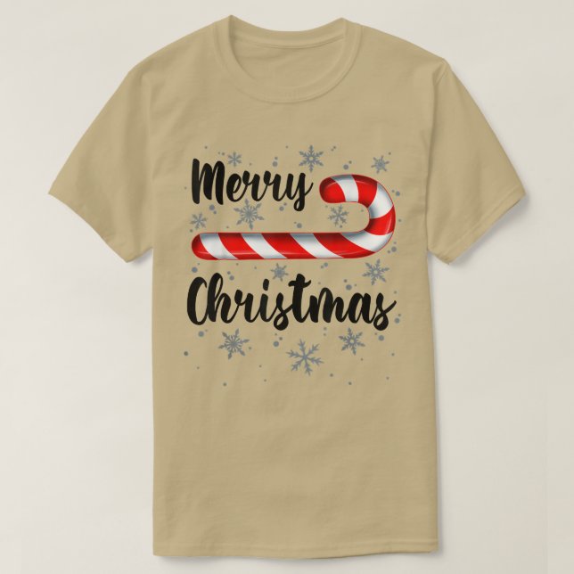 T-shirt Sucre de canne Joyeux Noël Rouge et Blanc Bonbons  (Design devant)