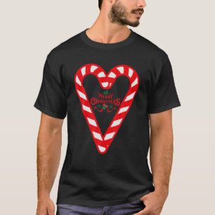 T-shirt Sucre de canne Joyeux Noël Rouge et Blanc Bonbons 