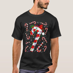 T-shirt Sucre de canne Rouge Et Blanc Père Noël Noël Funny
