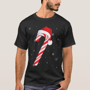 T-shirt Sucre de canne Rouge Et Blanc Père Noël Noël Funny