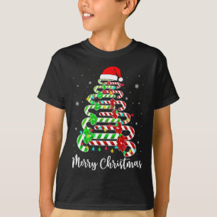 T-shirt Sucre de canne Santa Hat Funny Noël Arbre Joyeux N
