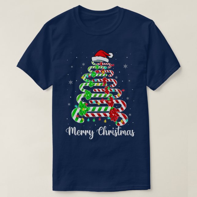 T-shirt Sucre de canne Santa Hat Funny Noël Arbre Joyeux N (Design devant)