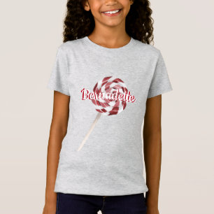 T-Shirt Sucre de canne Swirl Lollipop Askew avec nom