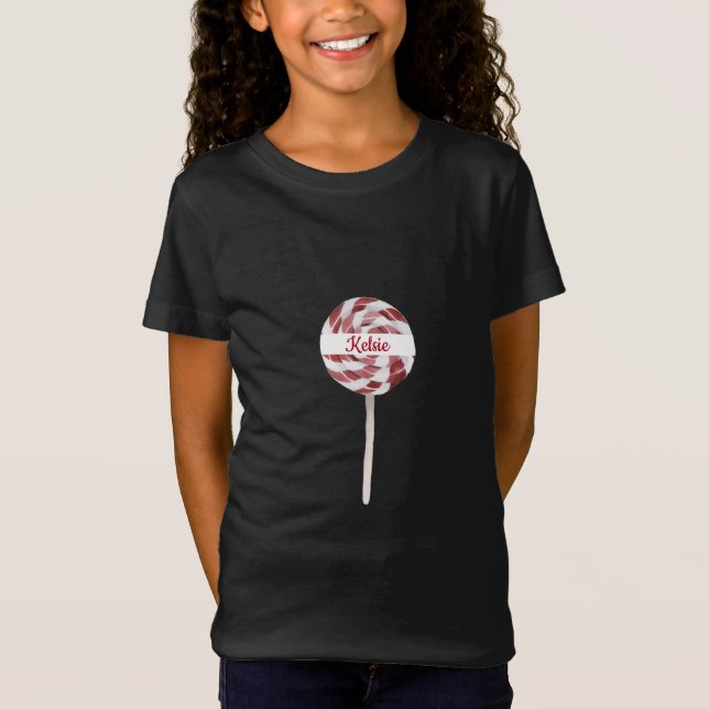 T-Shirt Sucre de canne Swirl Lollipop avec nom (Devant)